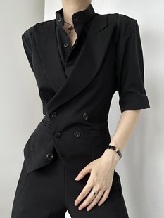 Men's and Women's Casual Suit Barge Collar Business Vest British Style High-Level Gun Barge Collar Slim-Fit Vest Vest Jacket