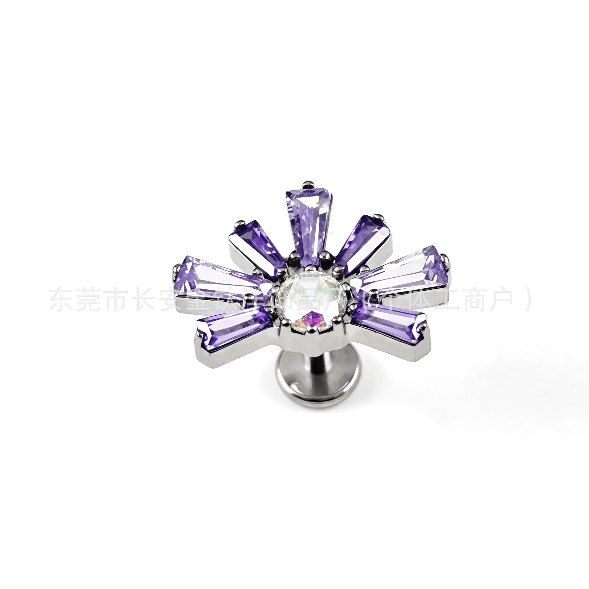 F136 Titanium Sunflower Fireworks Gradient Inlaid 5A Zircon Earrings Lip Studs G23 Titanium Alloy Body Piercing Jewelry detail image 7