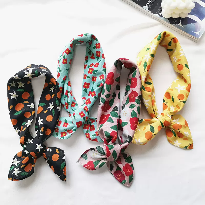 定制纯棉方巾头巾丝巾日韩ns风数码印花来图来样定制全棉方巾发带