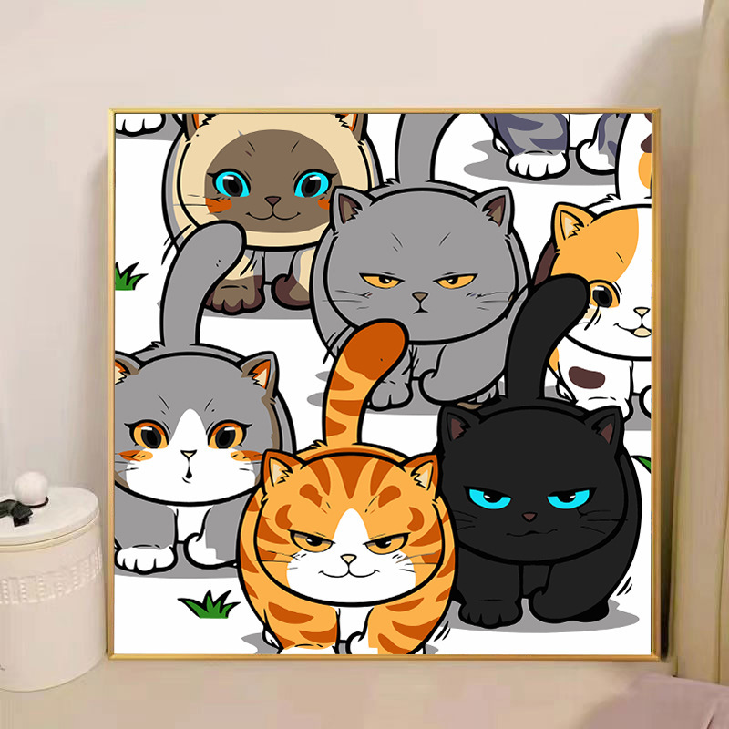 子猫デジタル油絵 diy 着色かわいい漫画動物手作り子供のシンプルな油絵装飾卸売|undefined