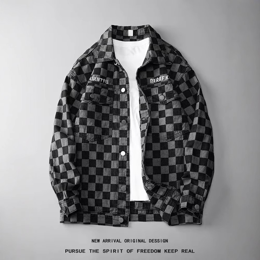Denim Spring Autumn High-end Printed Casual Jacket Men's Fashion Light Luxury 2025 New Model_voghion.com