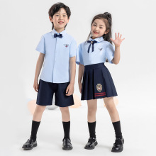 幼儿园园服夏季儿童班服学院风刺绣衬衫中小学生校服男女童表演服