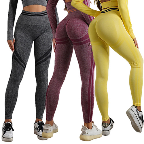 Cross-border seamless yoga pants peach buttocks autumn and winter sports and fitness pants women's fitness pants tops yoga clothes set