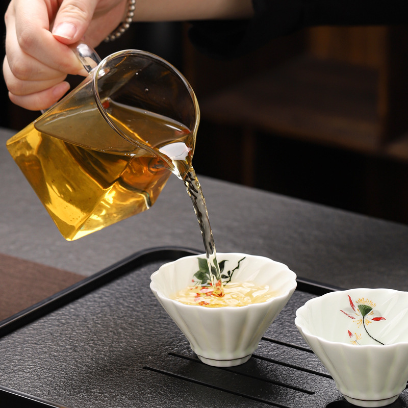 Dehua Jianzhan 세라믹 티 컵 청자 손으로 그린 마스터 컵 쿵푸 티 컵 티 컵 티 컵 티 컵 차 세트 차 그릇 도매