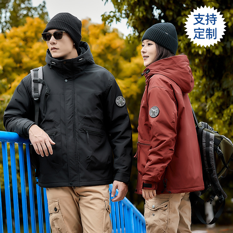 秋冬加厚棉服连帽冲锋衣男士外套2025新款户外棉服男女同款登山服|undefined