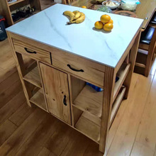 厨房岛台料理台操作台厨房料理台开放式实木复古橱柜碗柜餐边柜