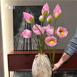 跨境热销 荷花仿真花 新中式莲花荷花苞 家居装扮拍摄道具婚庆