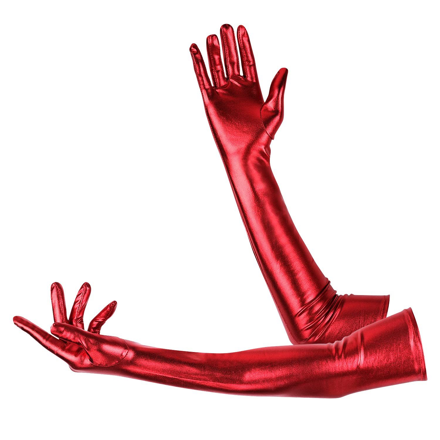 Shiny Long Patent Leather Gloves For Cosplay And Stage Performance_voghion.com