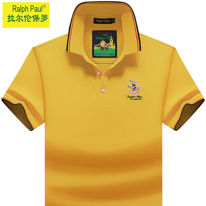 Larren Paul Polo Shirt Men's Short-sleeved T-shirt Business Casual Lapel Loose Large Size Summer Men's Top