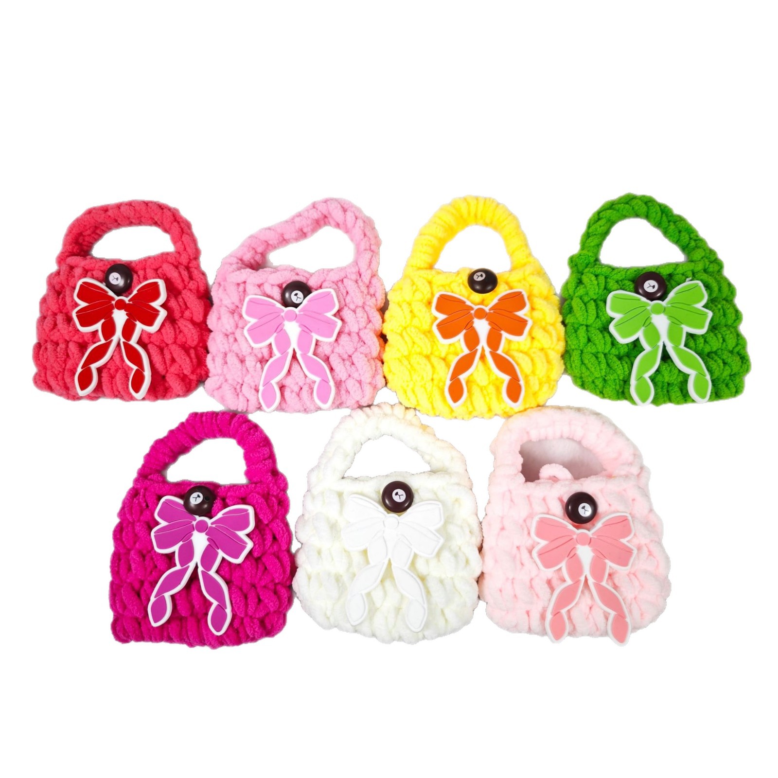 Nuevo lindo oso regalo tipo arco bolsas de auriculares de punto bolsas de cambio de color sólido bolsas de cambio de peluche