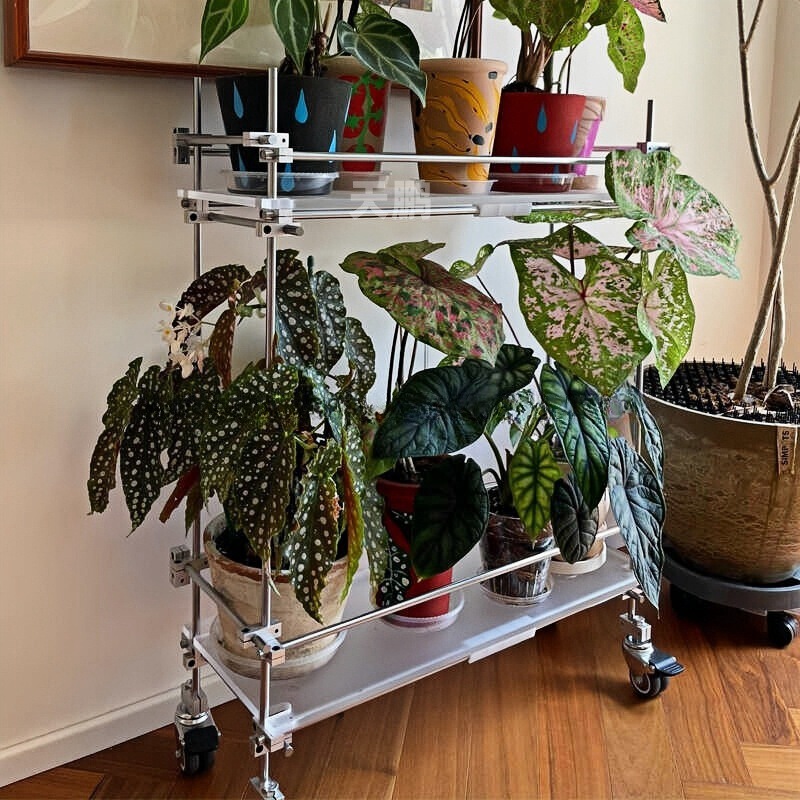 # フラワースタンド収納ラック金属多肉植物車輪付き可動グリーン植木鉢ラックバルコニーカートアクリルフラワースタンドホーム|undefined
