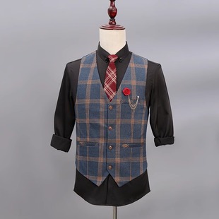 Retro Suit Vest Men's Elegant Slim British Style Suit Vest Business Casual Single-Breasted Vest