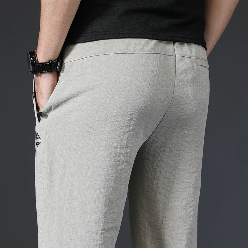 2021 новые спортивные штаны мужские повседневные брюки летние тонкие большие размеры не Гладильные прямые брюки из ледяного шелка мужские 1118
