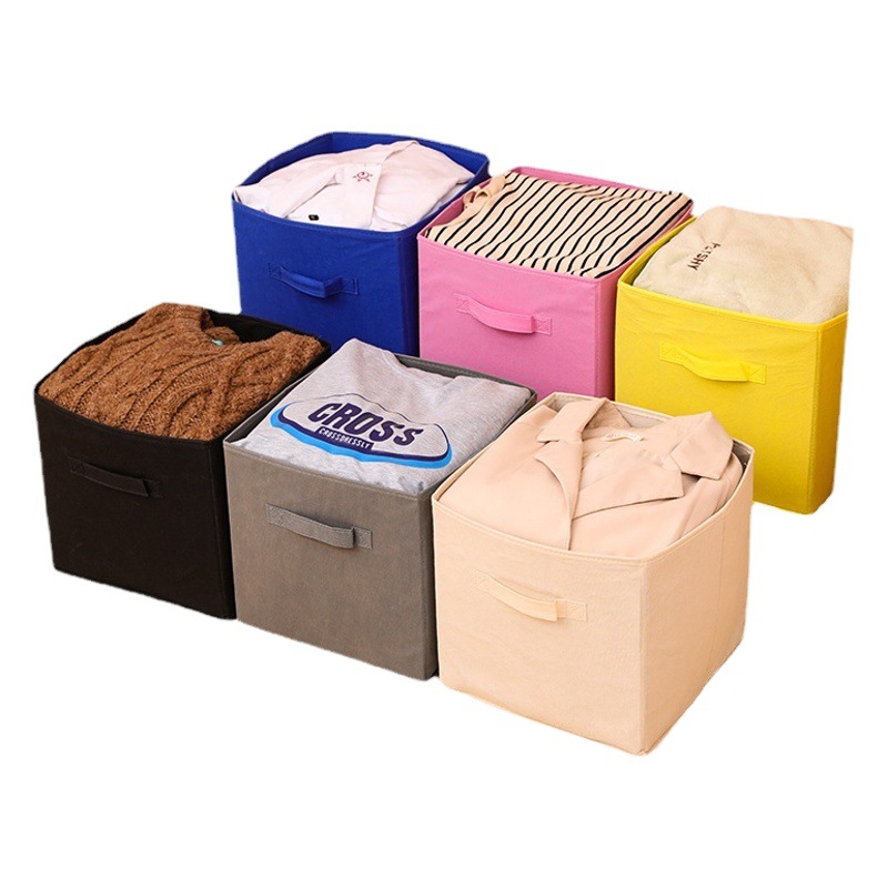 Caja de almacenamiento plegable no cubierta caja de almacenamiento de ropa interior no tejida para el hogar caja de almacenamiento grande armario caja de almacenamiento de artículos diversos