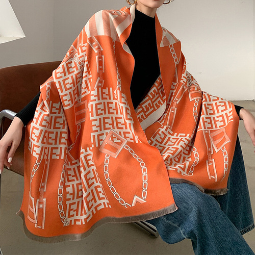 Korean imitation cashmere warm scarf for women in winter versatile thickened double-sided student scarf dual-purpose tassel shawl Paul
