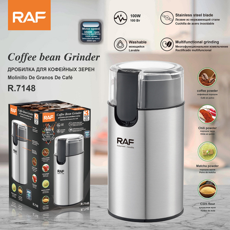 Raf European Standard Cross-Border Household Fully Automatic Coffee Bean Grinder Dry Grinder Lightweight Grinder R7148