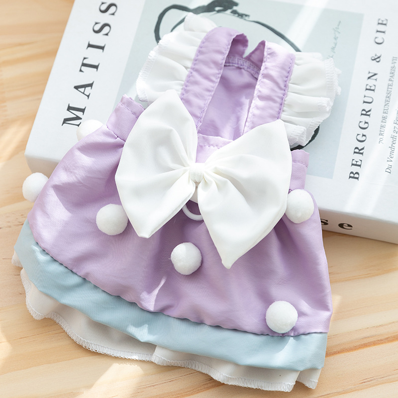 Gato primavera y verano lindo princesa estilo pastel vestido perro gran arco falda mascota de dos patas ropa para perros