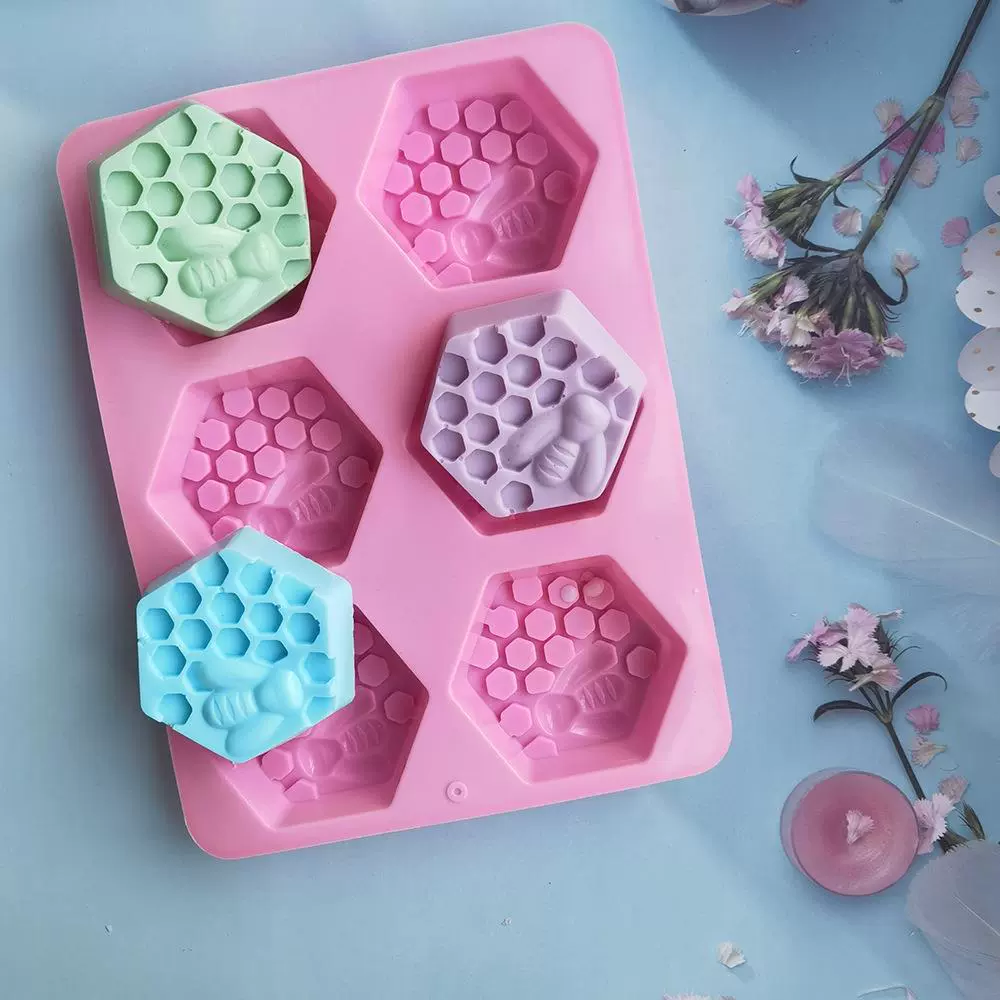 Acrylic compact soap mold, silicone mold, bee, ice cream