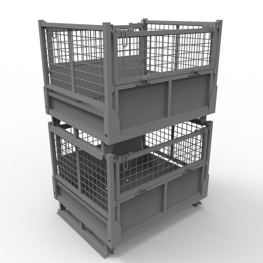 折叠堆垛韩版料箱韩式周转箱加强型料箱周转铁金属周转箱折叠铁框