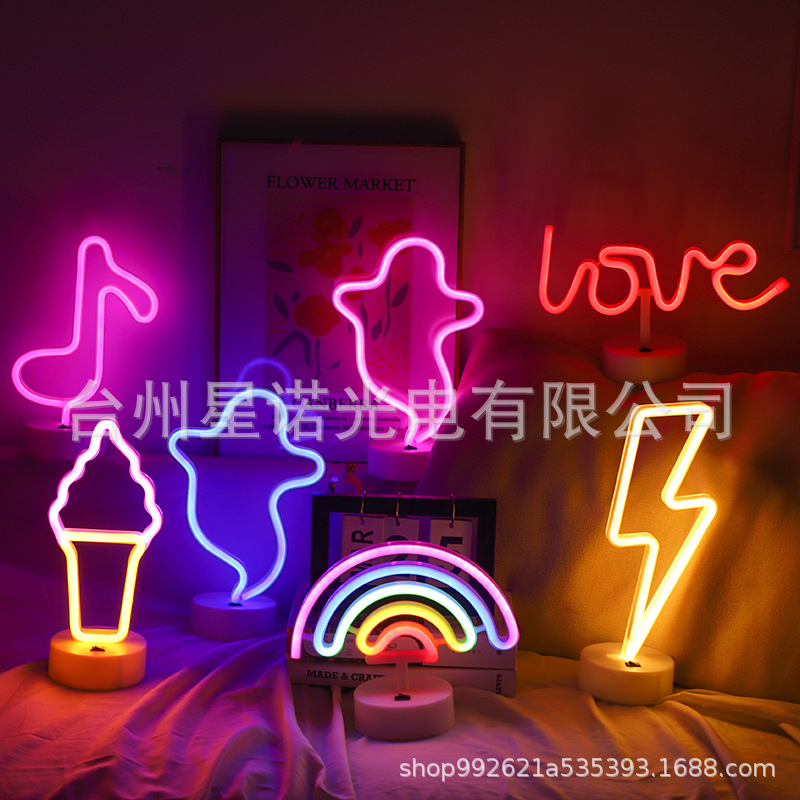 Fabricantes de lámparas de modelado LED directas base de neón flamenco decoración relámpago luz de noche luz de Navidad redonda