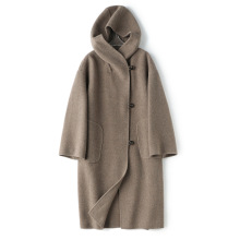 茧型好看 轻暖羊绒羊毛连帽双面呢大衣女 25冬季新款休闲毛呢外套
