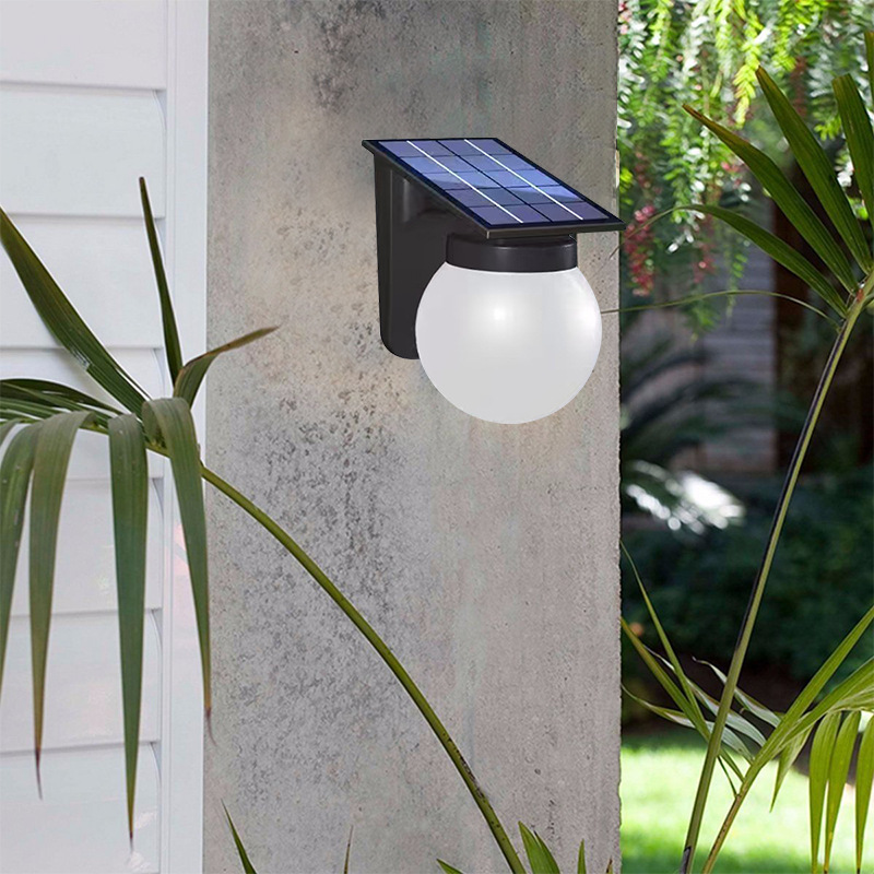 Nuevas luces decorativas solares transfronterizas al aire libre impermeable patio paisaje villa jardín decoración bola lámpara de pared esférica