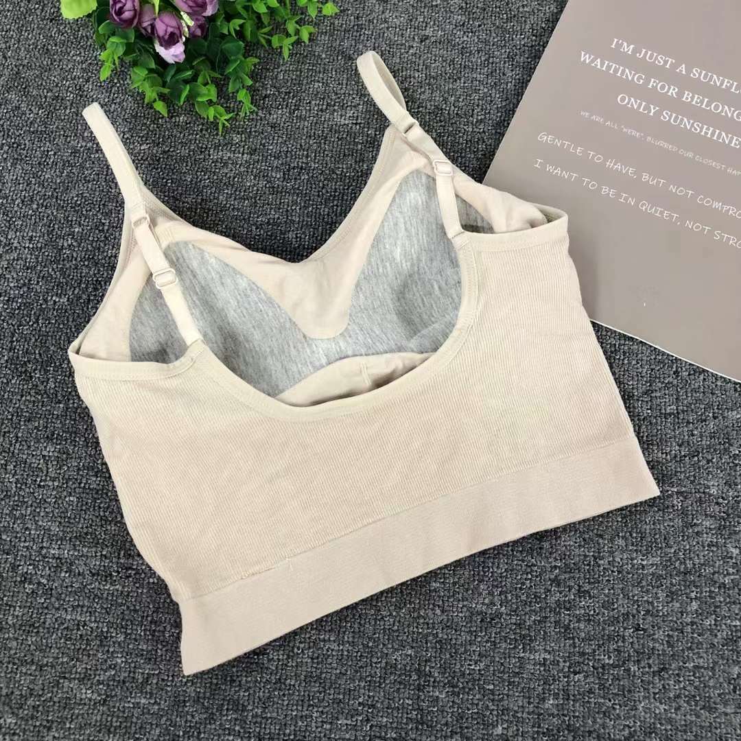 Nuevo chaleco sin costura de alta elasticidad fija copa de mujer chaleco sin anillo de acero sujetador de encaje ropa interior deportiva mujer al por mayor