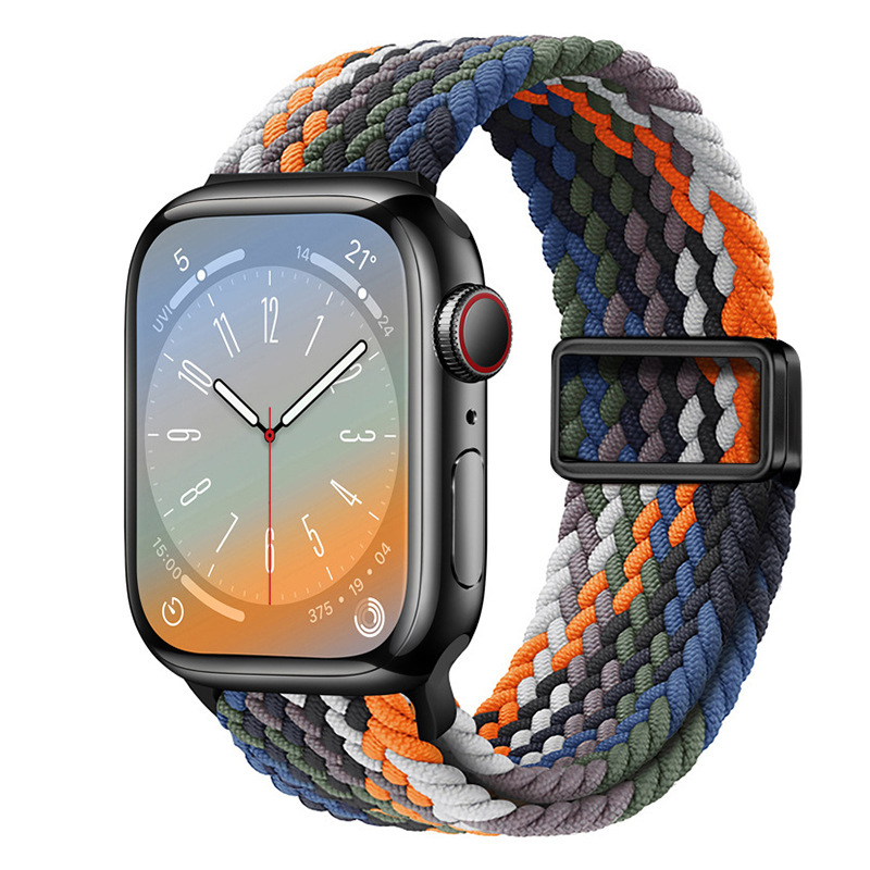 适用ApplewatchS11苹果表带磁吸扣尼龙弹力编织iwatch10手表表带|undefined