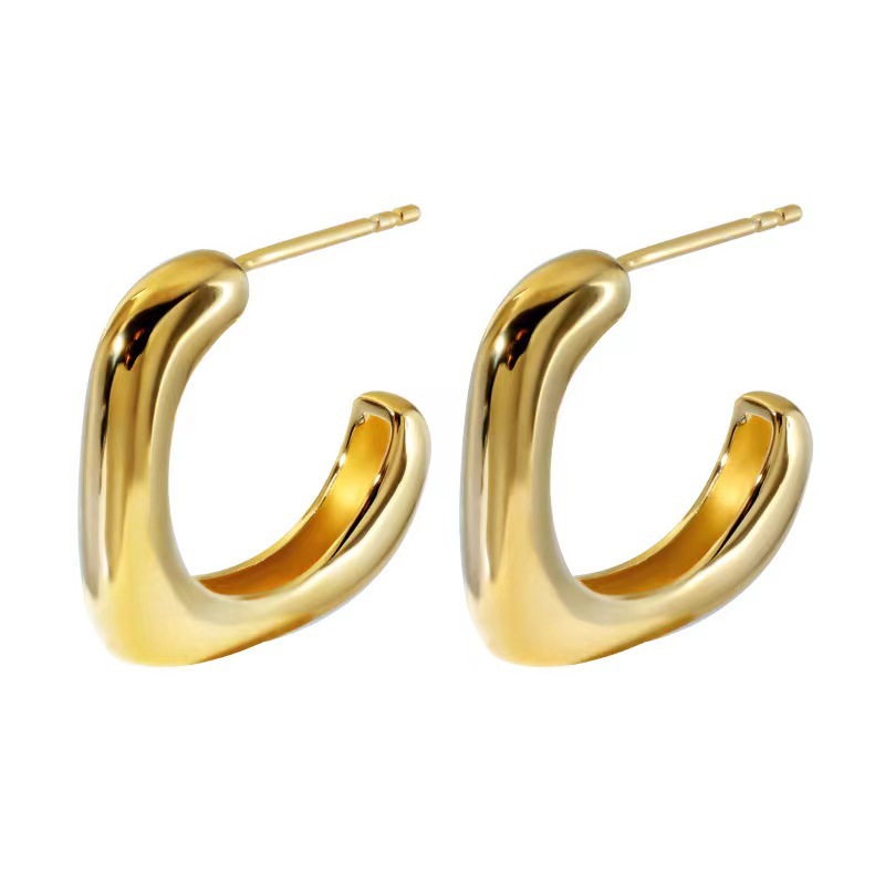 Nuevo estilo fresco sensación de aire fresco geometría gancho de metal pendientes de orejas para mujeres de nicho temperamento elegante pendientes de orejas image 4