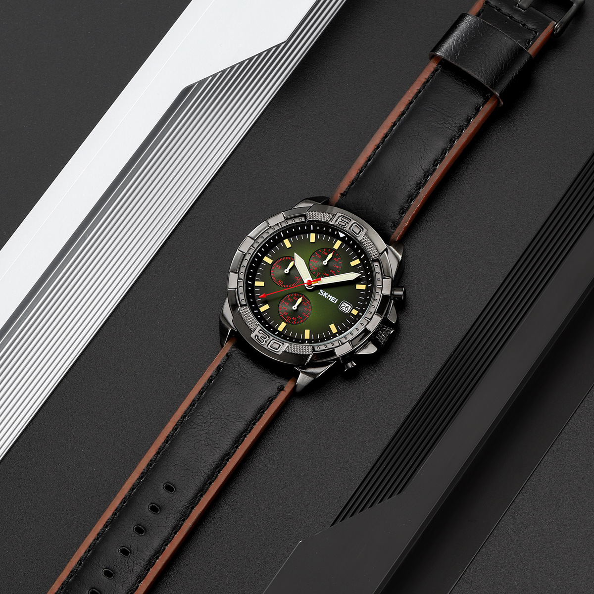 Momento Meiyuantou fábrica de reloj de pulsera de estilo deportivo para hombres, reloj de cuarzo nocturno multifuncional a prueba de agua, exclusivo transfronterizo