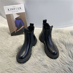 烟筒靴马丁靴女2025新款秋冬季加绒加厚底爆款烟管切尔西瘦瘦短靴