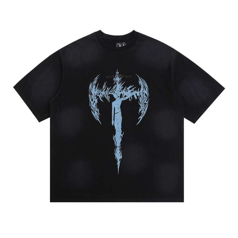 クロスボーダー新型暴徒クラブTHUG CLUBアメリカレトロ半袖水洗いして古い上着tシャツを作ります。|undefined
