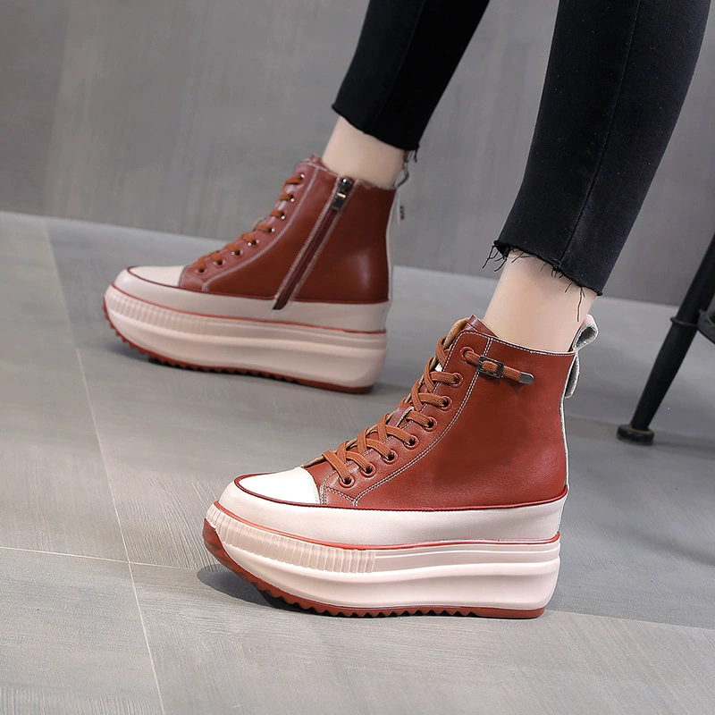 Два хлопчатобумажных туфель с толстой подошвы увеличены в повседневных ботинках Martin сапоги высокие ботинки 2021 новые зимние бархатные осенние и зимние женские туфли