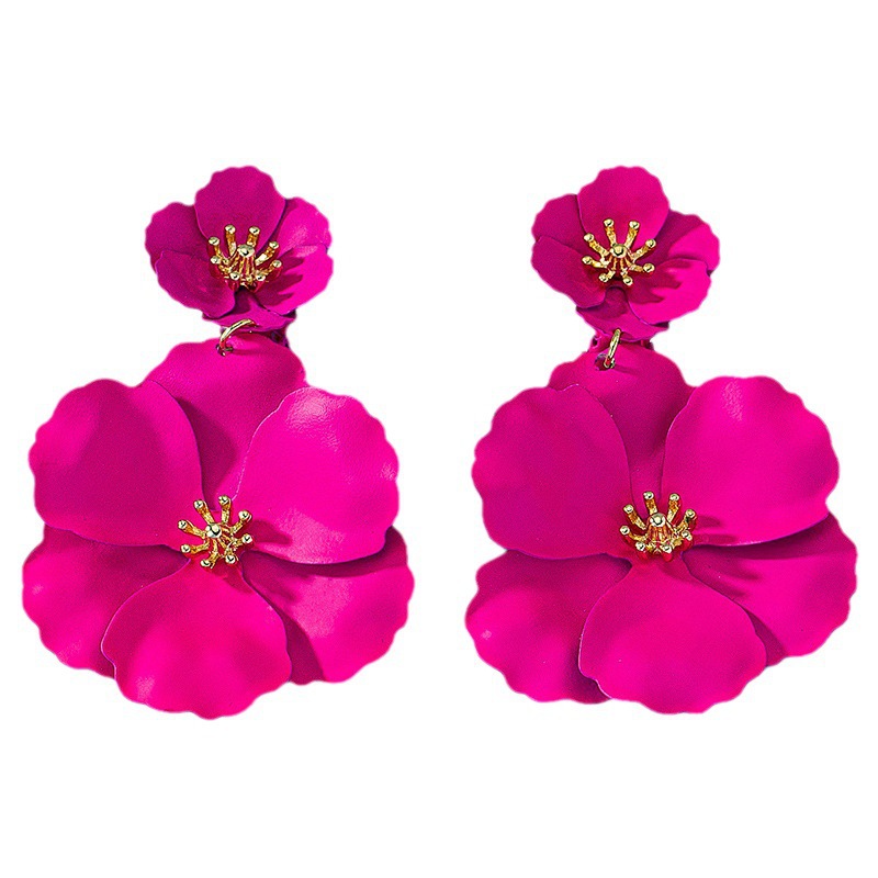 Pendientes de flores de color europeos y americanos, moda creativa para mujer, pintura retro con spray, pendientes de flores multicolor para studs, opcional image 15