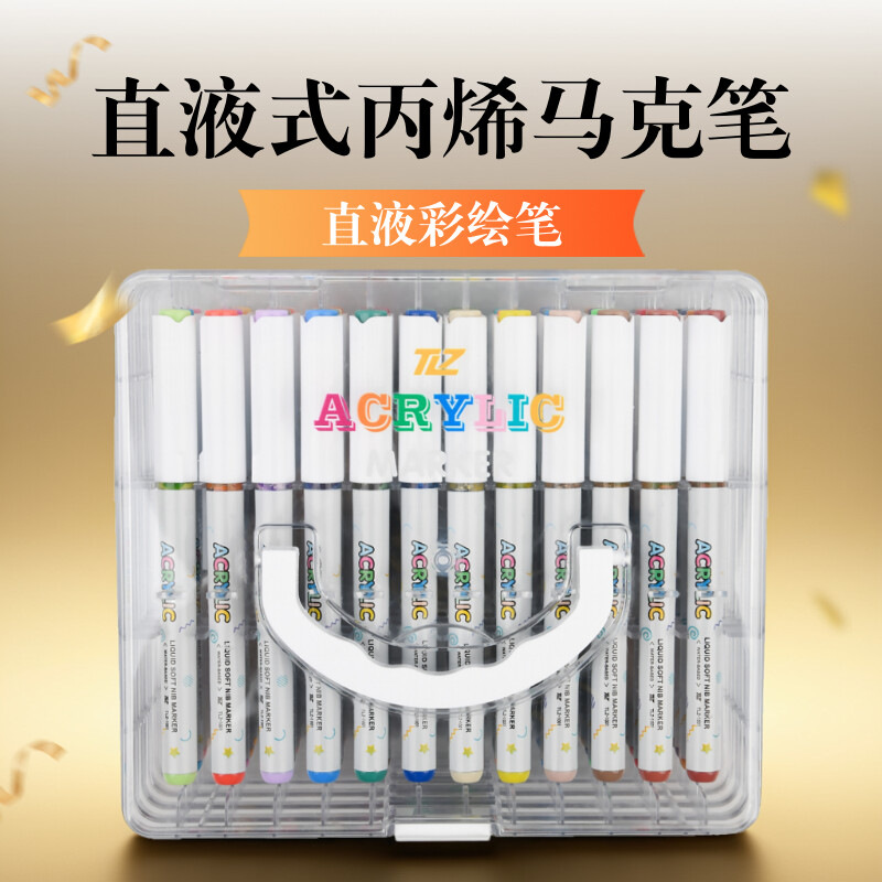 Marcador acrílico de tipo directo, bolígrafo de pintura, pincel especial para arte, bolígrafo de color apilado de cabeza suave, 12 colores, 24 colores, 36 colores, 48 colores