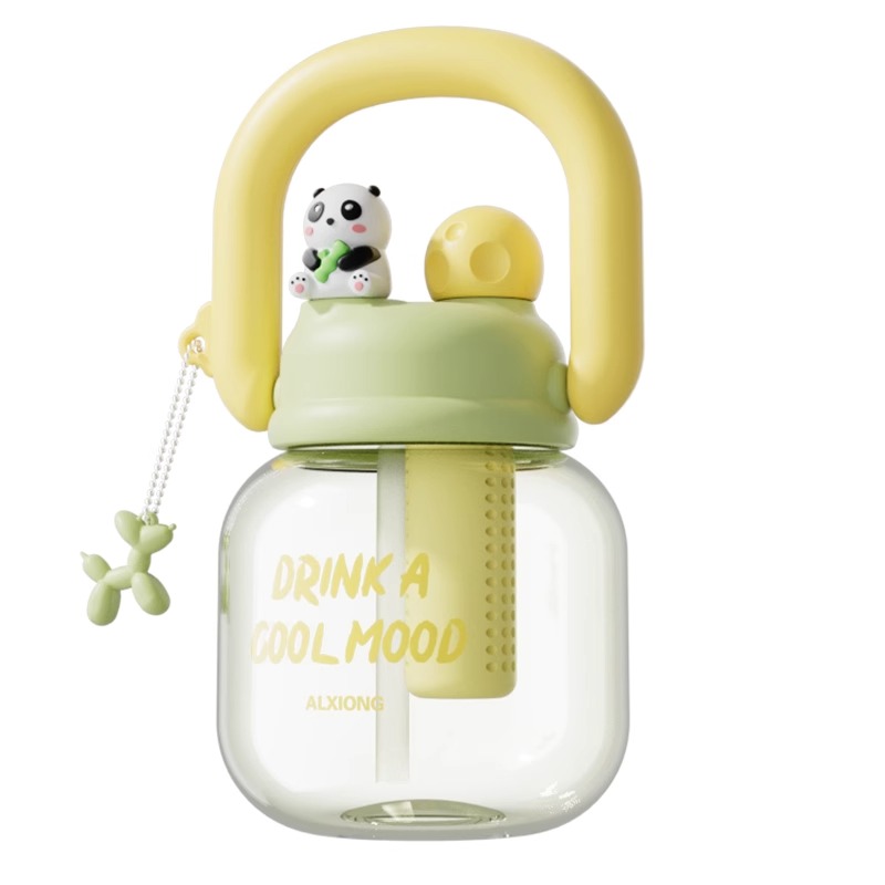 Plastic Cup Big Belly Cup Large Capacity Carrying Pot Portable Water Cup Girls' Double Tea Water Separation Children's Suction Cup