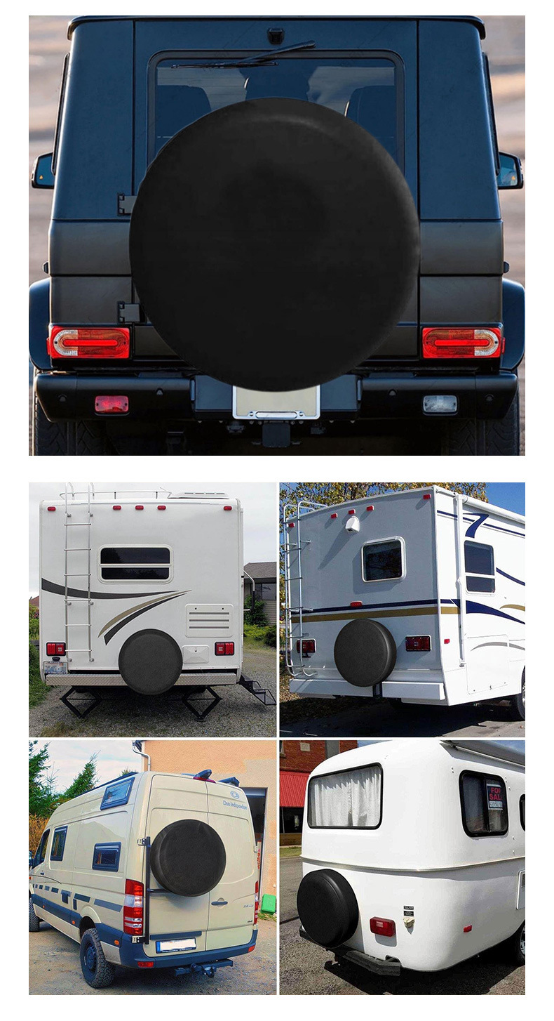 Factory Car Spare Tire Cover Pvc Leather Suv Truck Off-Road Vehicle Rv External Tire Cover Pure Black Wheel Cover