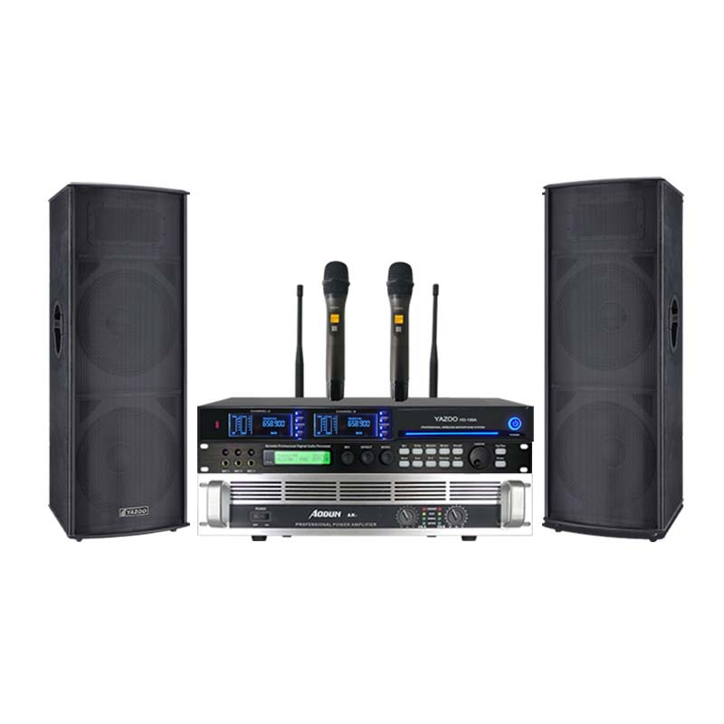 Mayorista personalizado doble 15 pulgadas altavoces de escenario profesionales al aire libre boda espectáculo conferencia barra amplificador de sonido conjunto