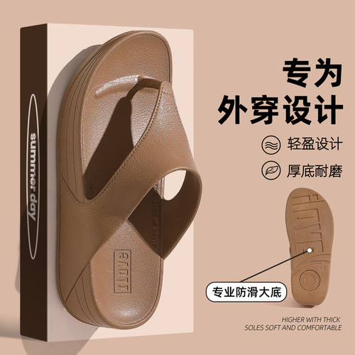 Women's Summer Outdoor Wear Beach Sandals Thick Sole Breathable Bathroom Slip-On Toe Slippers for Women