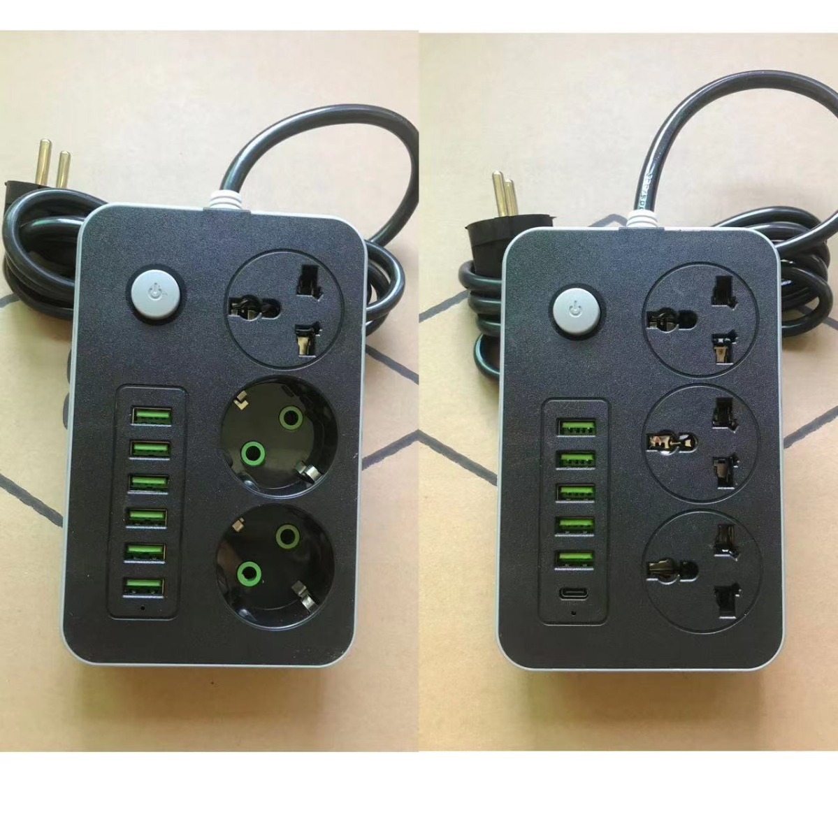 Ventas directas enchufe 6USB + Tipo-C enchufe de línea de conversión de carga ruso Amazon placa de conexión de comercio exterior transfronterizo