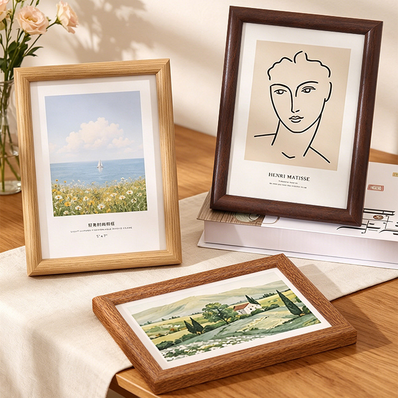 Empty Photo Frame 6inch A4 Photo Frame for Tabletop Display 7inch 8inch 10inch Creative Photo Wall Minimalist Style Wooden Picture Frame for Wall Hanging