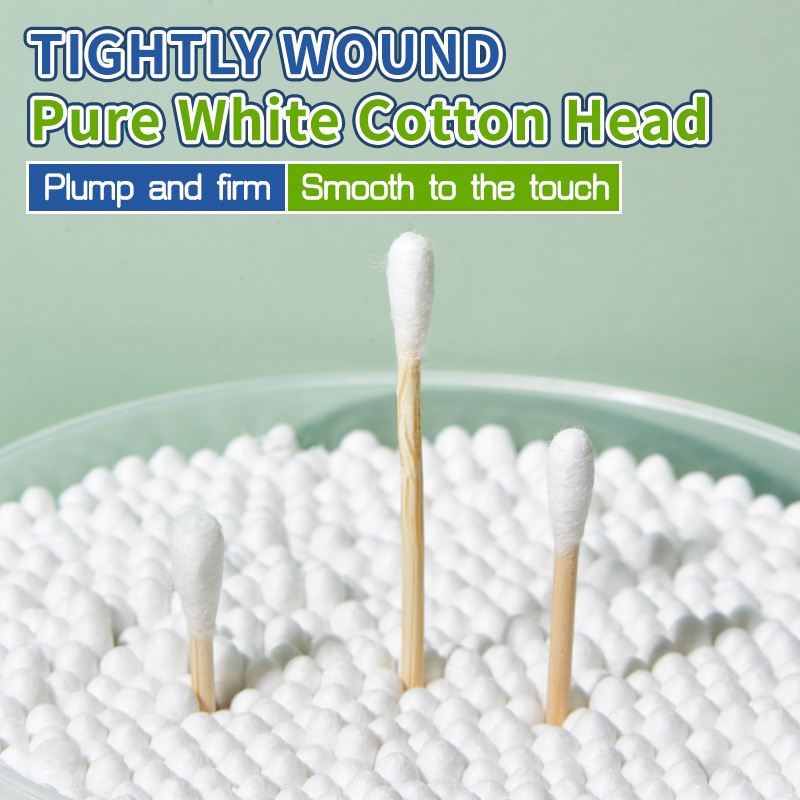 UUKKG doble punta de bambú tampón de algodón 500 paquetes de salón de belleza para el cuidado del hogar, extracción de orejas, tampón de algodón maquillaje, exclusivo transfronterizo