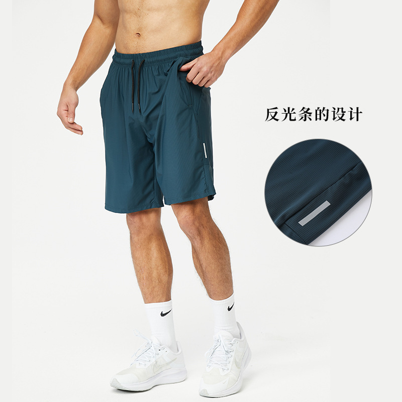 ナイロン速乾スポーツパンツ男性アマゾン反射ストリップ空白版ランニングトレーニング氷糸通気五分パンツ|undefined