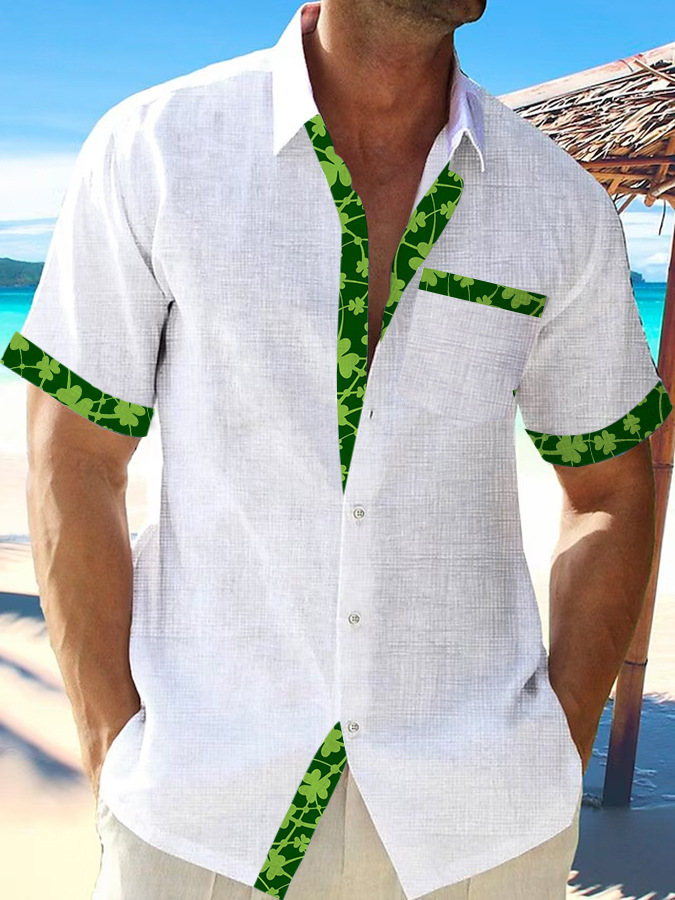 2025 nuevo estilo comercio exterior transfronterizo elemento creativo camisa 3D impresión digital tendencia suelta camisa de manga corta top de hombre