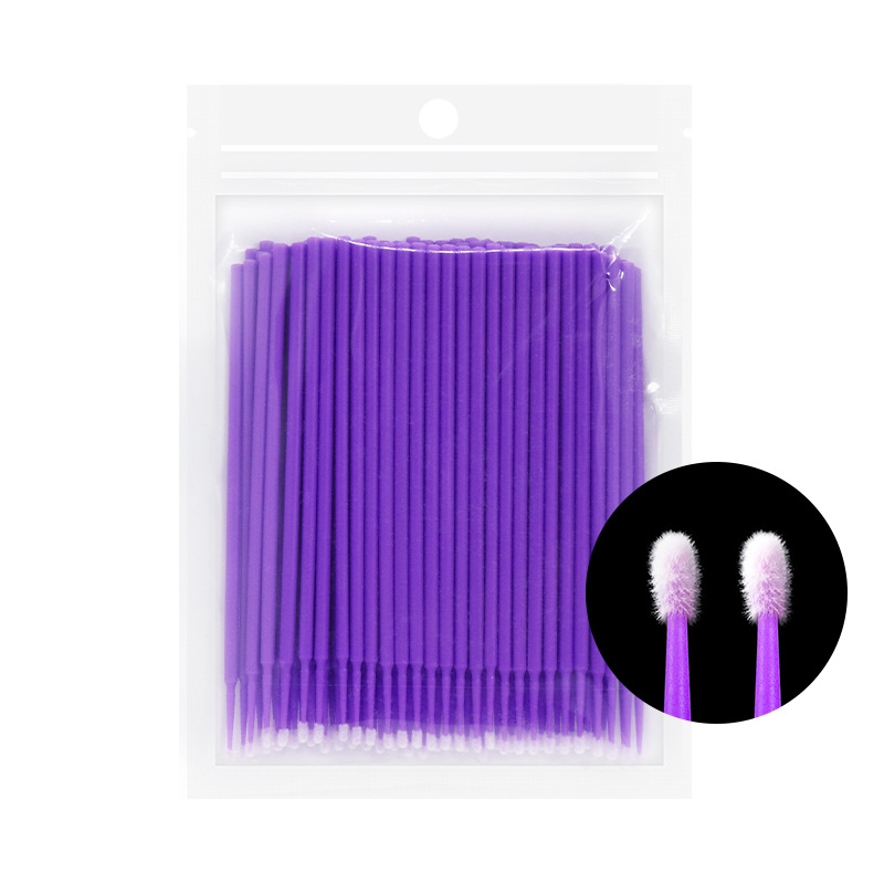 ANNAFRIS Injerto de pestañas limpieza hisopo de algodón desechable cabeza pequeña hisopo de algodón maquillaje de limpieza bolsa multicolor 100 piezas