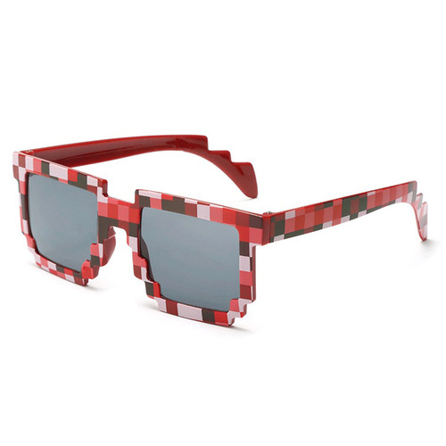 Colorful plaid mosaic glasses Internet celebrity printed sunglasses funny glasses social people personality pixel sunglasses
