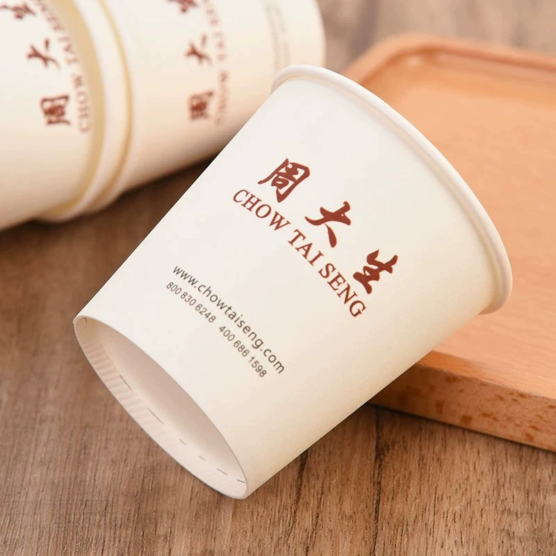 Готовые бумажные стаканчики Chow Tai Sang, одноразовые стаканчики с индивидуальным логотипом, специальные бумажные стаканчики для ресепшена ювелирного магазина