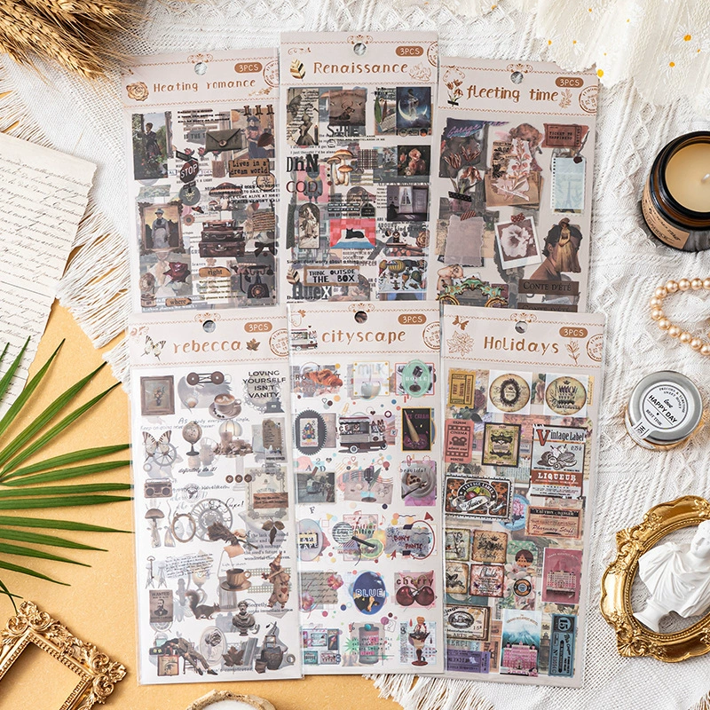 Трансграничный ретро американский высокий цвет ретро пергамент газетная наклейка для мобильного телефона чехол для ручного украшения водонепроницаемый наклейка