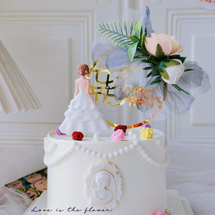 38Th Goddess Day Cake Decoration with Long Skirt Girl Soft Gel Topper Mother's Day Queen Internet Celebrity Cake Decoration