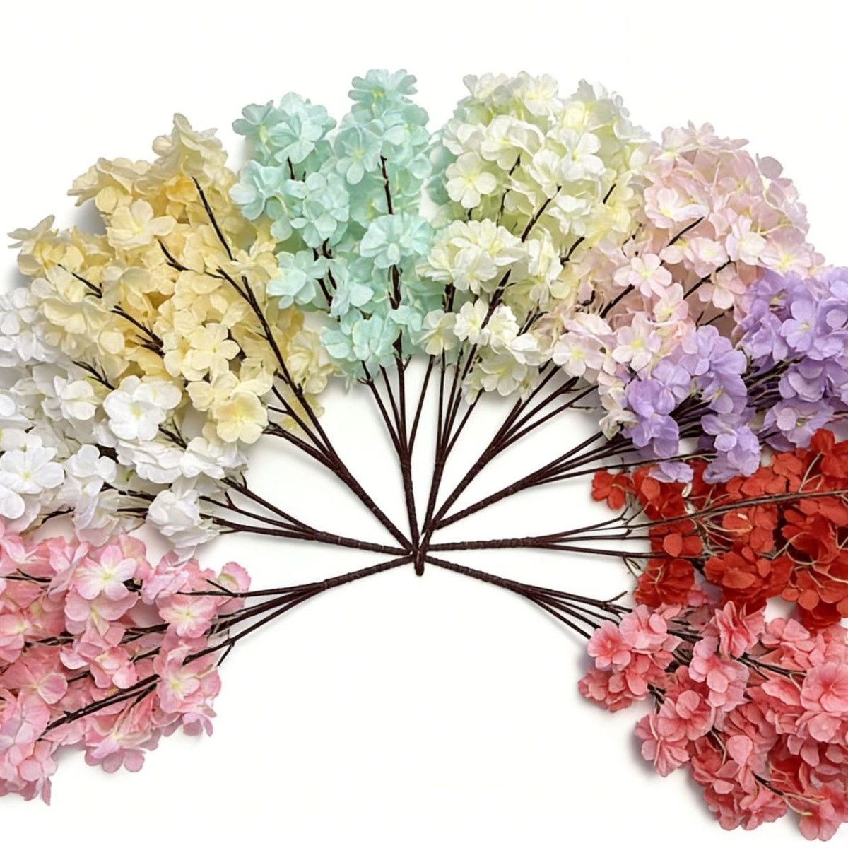 Soporte para encriptación transfronteriza Simulación de ramas de cerezo Jardín paisaje conjunto ramo de flores Tienda decoración flores artificiales flores falsas
